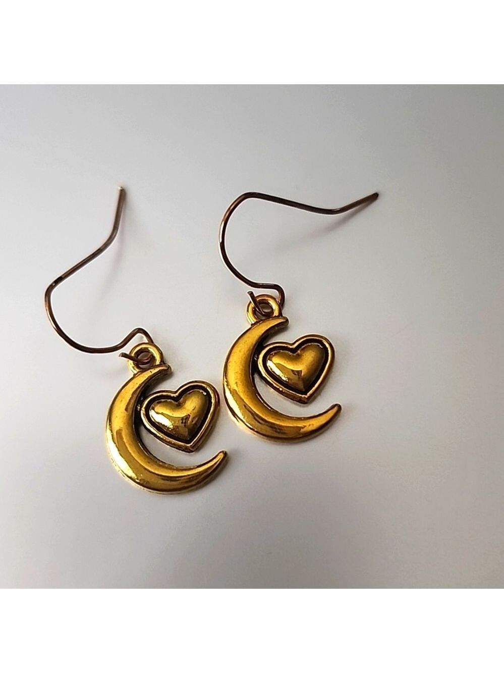 925 Sterling HOT SELLER Heart Moon 925 Sterling Hook Gold
